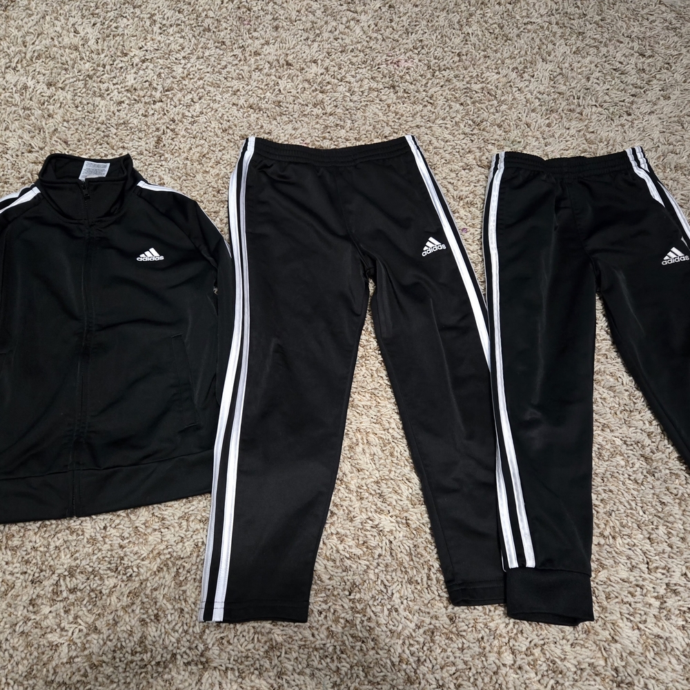 Adidas Black Tracksuit Set with White Stripes